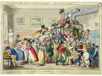 En svärm av engelska bin som lever i den kejserliga vagnen!! - Vem skulle ha trott det!! En scen på London Museum, Piccadilly, eller en titt på Ambitionernas byte från slaget vid Waterloo,